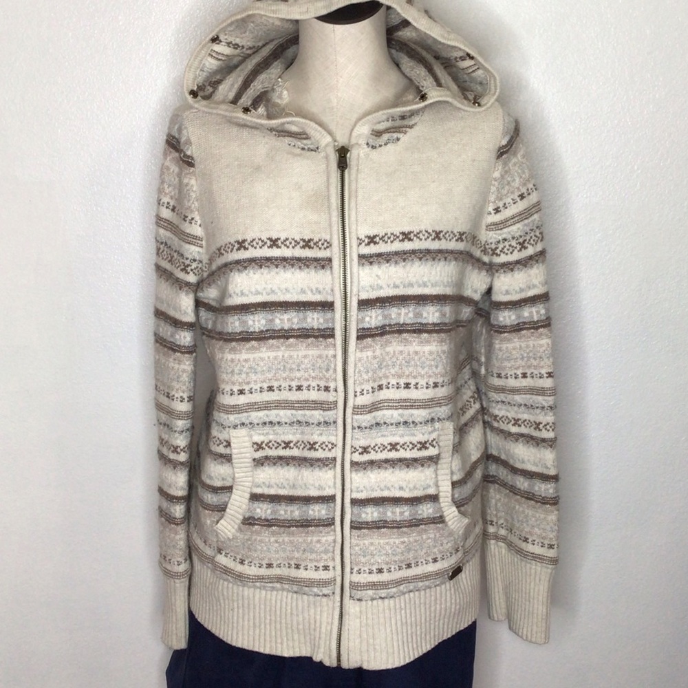 Eddie Bauer Wool Blend Nordic Fair Isle Cardigan Sweater.